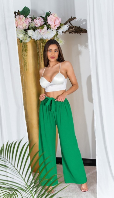 Sexy musthave hoge taille stoffen broek groen